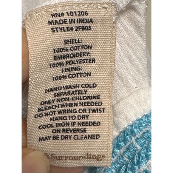 SOFT SURROUNDINGS Juniper Dress White Turquoise Embroidery, Midi, Sz M - Picture 12 of 13